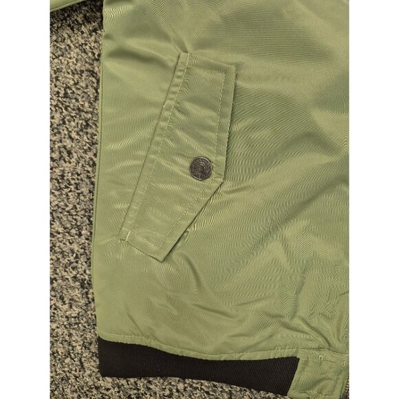 Kids Olive Green Removable Hooded Bomber Jacket Size Small 7/8 With Pockets & Zi - Picture 4 of 9